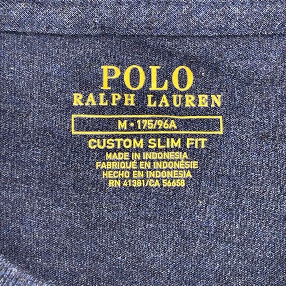 Polo Ralph Lauren Navy Crewneck T Shirt Custom Slim Fit Cotton Logo Tee Medium - Picture 4 of 11